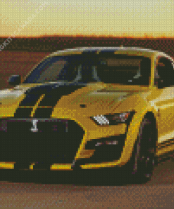 Yellow Ford Mustang Car Diamond Painting