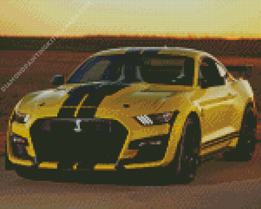 Yellow Ford Mustang Car Diamond Painting