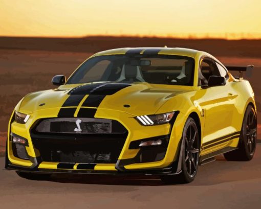 Yellow Ford Mustang Car Diamond Painting