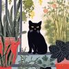 Black Cat And Plant Diamond Painting