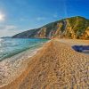 Blue Boat in Myrtos Beach Diamond Painting