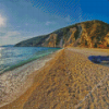 Blue Boat in Myrtos Beach Diamond Painting