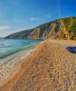 Blue Boat in Myrtos Beach Diamond Painting