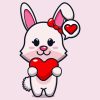 Cartoon Bunny Holding Heart Diamond Painting