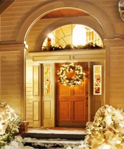 Christmas Door At Night Diamond Painting