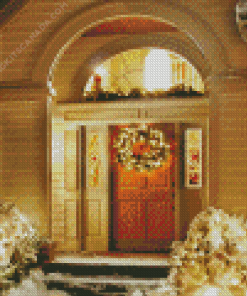 Christmas Door At Night Diamond Painting