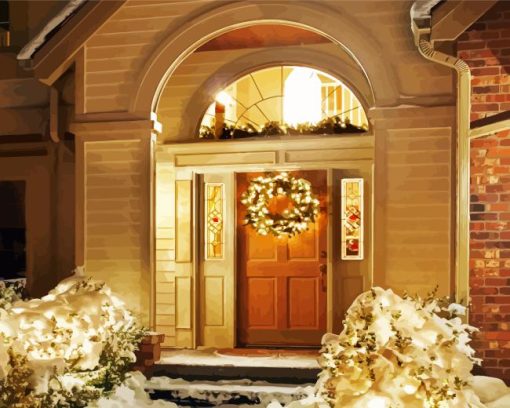 Christmas Door At Night Diamond Painting