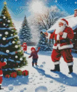 Christmas Children With Santa Diamond Painting