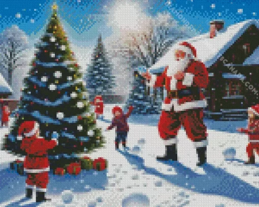 Christmas Children With Santa Diamond Painting