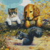 Dog And Cat With Squirrel Diamond Painting