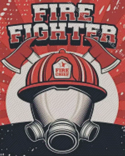 Fire Fighter Poster Diamond Painting