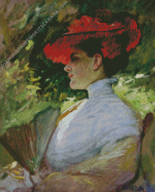 Frank Duveneck Lady with Red Hat Diamond Painting