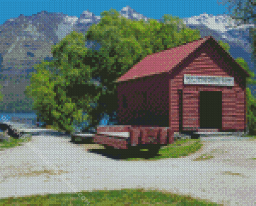 Glenorchy Wharf and Red Shed Diamond Painting