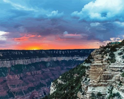 Grand Canyon North Rim At Sunset Diamond Painting