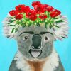 Koala Bear With Red Flowers Crown Diamond Painting