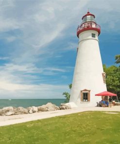 Marblehead Lighthouse in Lakeside Diamond Painting