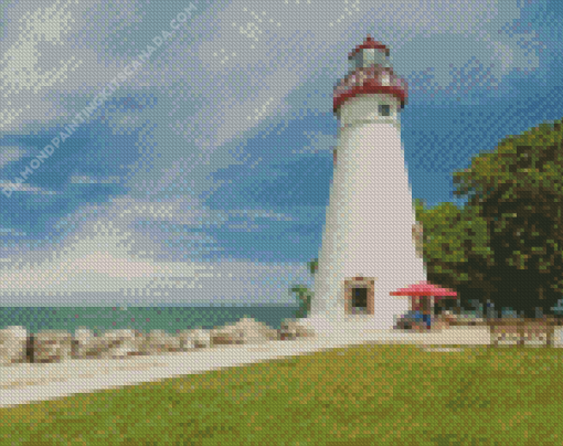 Marblehead Lighthouse in Lakeside Diamond Painting