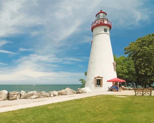 Marblehead Lighthouse in Lakeside Diamond Painting