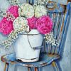 Pink Flowers On Chair Diamond Painting