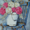 Pink Flowers On Chair Diamond Painting