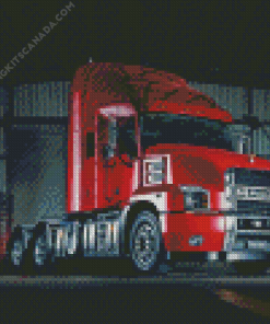 Red Mack Truck Diamond Painting