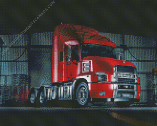 Red Mack Truck Diamond Painting