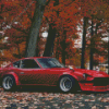 Red Nissan 280 Car With Leaves Diamond Painting