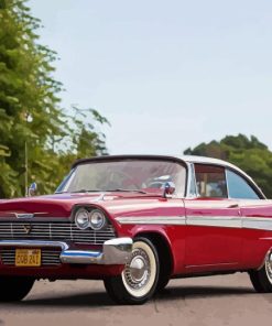 Red Vintage 58 Plymouth Car Diamond Painting