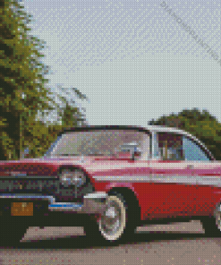 Red Vintage 58 Plymouth Car Diamond Painting