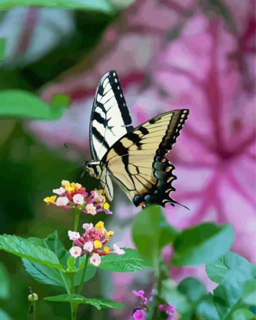 Tiger Swallowtail With Flowers Diamond Painting