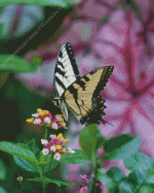 Tiger Swallowtail With Flowers Diamond Painting