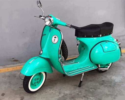 Turquoise Vespa Scooter Diamond Painting