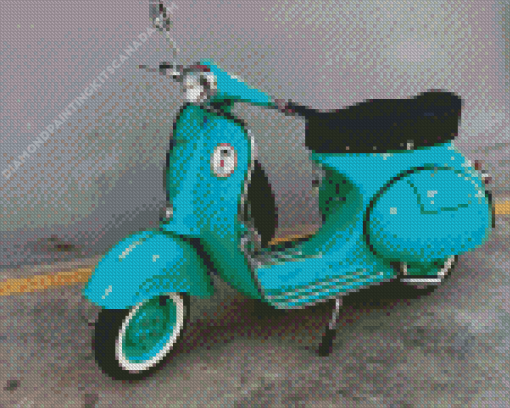 Turquoise Vespa Scooter Diamond Painting