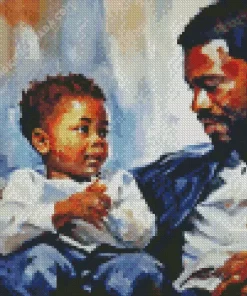 Black Father And Child Art Diamond Painting