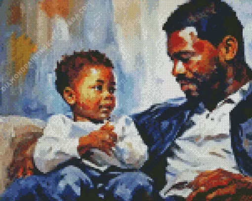 Black Father And Child Art Diamond Painting