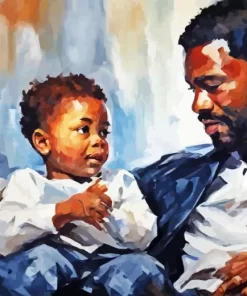 Black Father And Child Art Diamond Painting