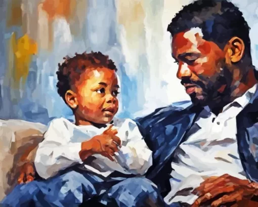 Black Father And Child Art Diamond Painting