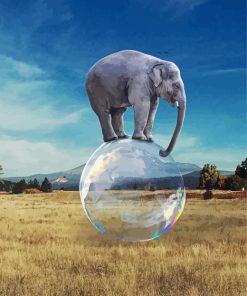 Elephant Balancing On A Bubble Ball Diamond Painting