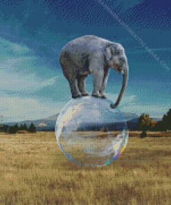 Elephant Balancing On A Bubble Ball Diamond Painting