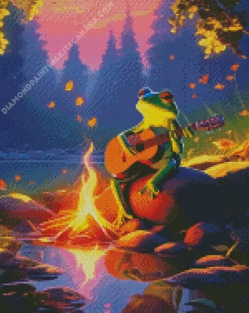 Frog Playing Guitar Diamond Painting