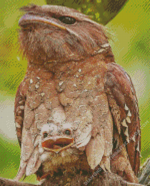 Mom And Baby Frogmouth Diamond Painting