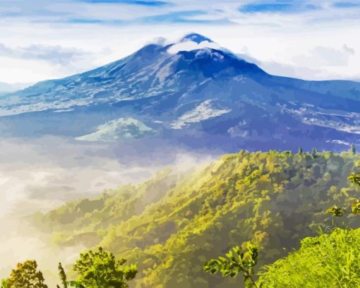 Mount Batur Landscape Diamond Painting