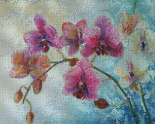 Pink Abstract Orchids Diamond Painting