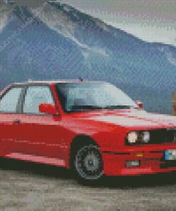 Red BMW E30 With Mountain Diamond Painting