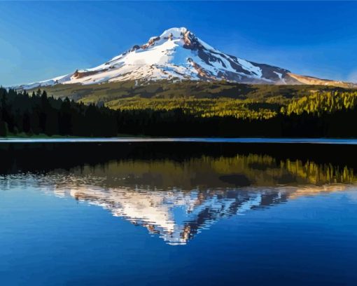 Snowy Mountain With Trillium Lake Diamond Painting