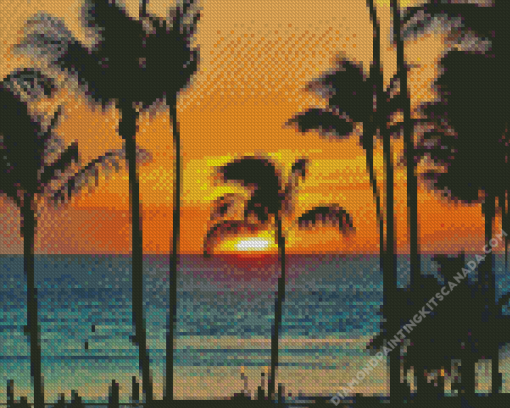 Waikiki Beach At Sunset Diamond Painting