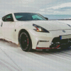 White Nissan 370z Car In Snow Diamond Painting