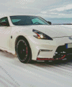 White Nissan 370z Car In Snow Diamond Painting