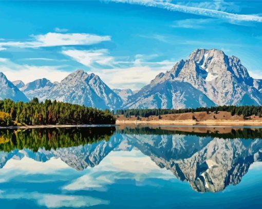 Wyoming Mount Moran Lake Diamond Painting