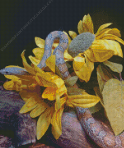 Yellow Flowers and Reptile Diamond Painting